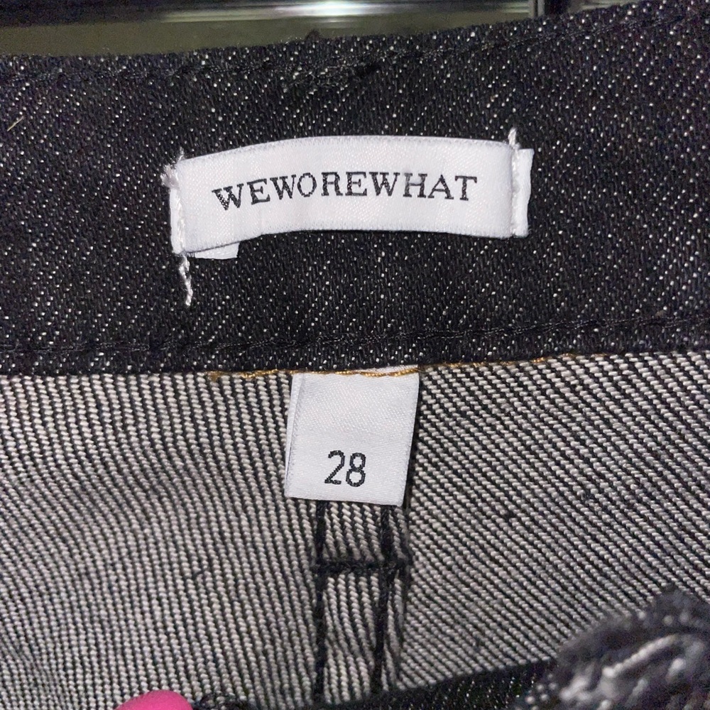 WeWoreWhat black denim jeans with slit bottom